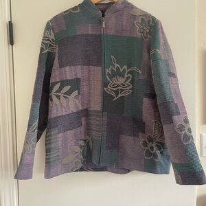 Alfred Dunner Lavender & Teal Quilted Zip Jacket